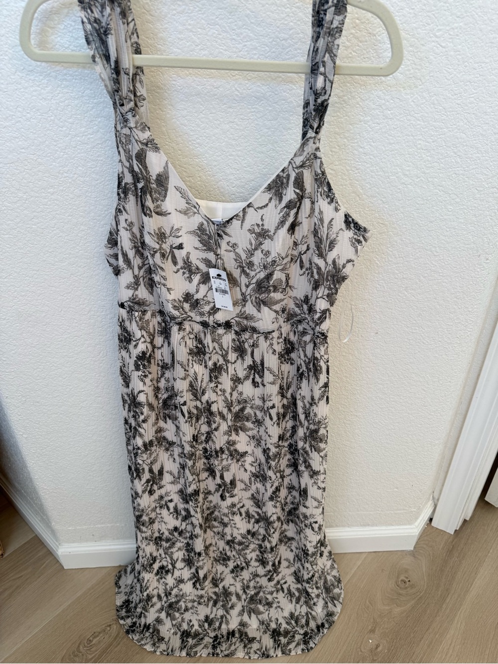 Express Black Floral Maxi Dress on Cream Base